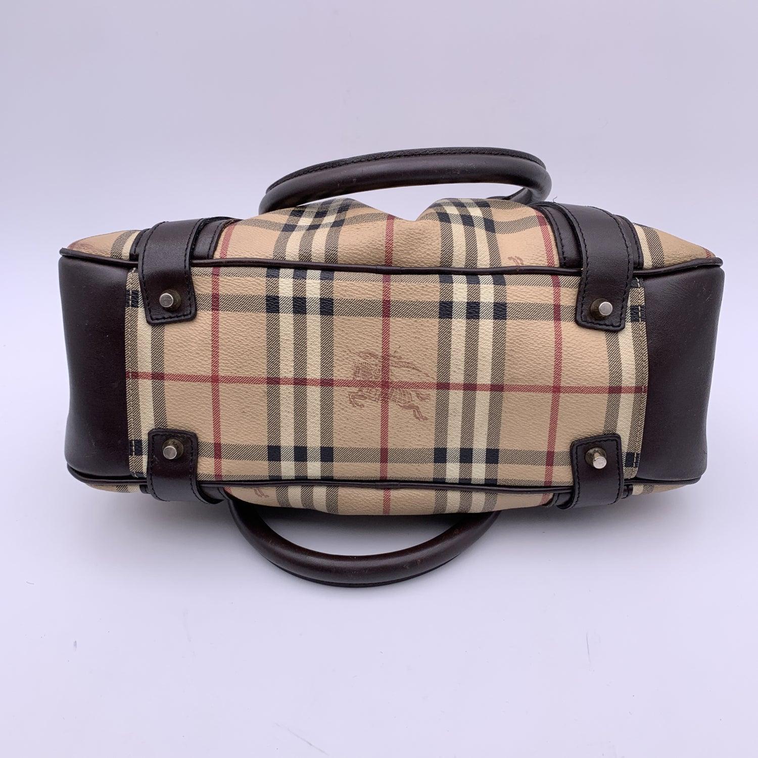 Burberry Beige Brown Nova Check Canvas Tote Bag Handtasche 3