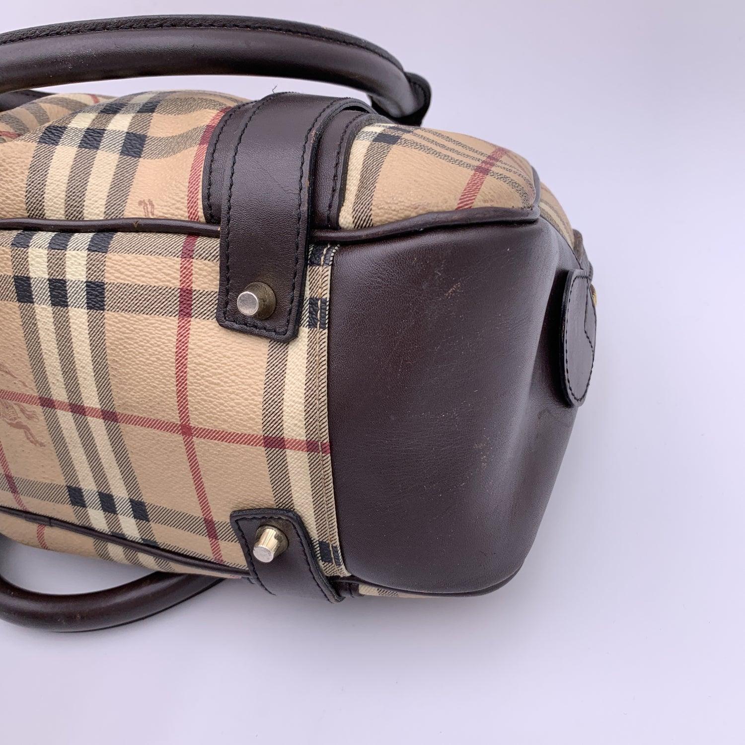 Burberry Beige Brown Nova Check Canvas Tote Bag Handtasche 4
