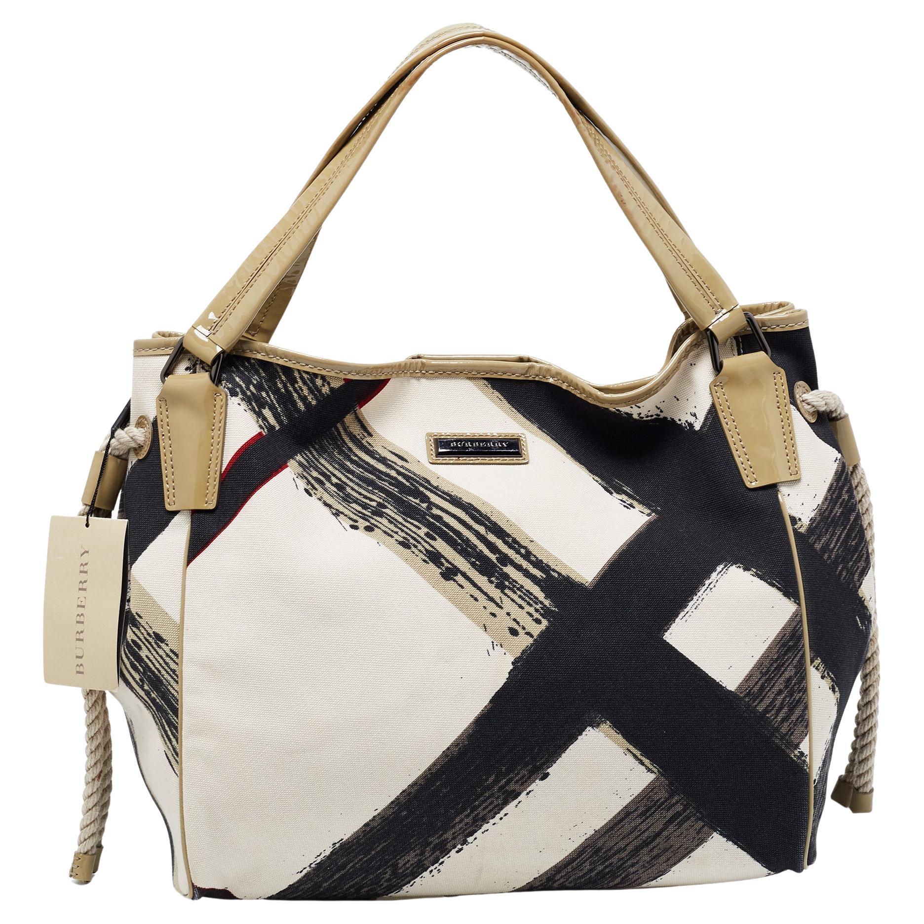 Burberry Beige House Check Canvas and Leather Marlow Shopper Tote at ...