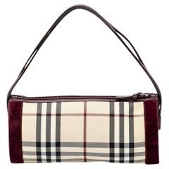 Burberry Beige/Burgundy Burberry Petit sac Bauletto à carreaux à carreaux