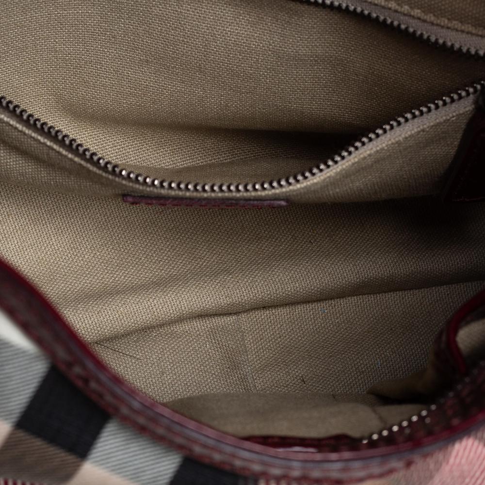 Burberry Beige/Burgundy Nova Check PVC und Lackleder Limited Edition Hobo 5