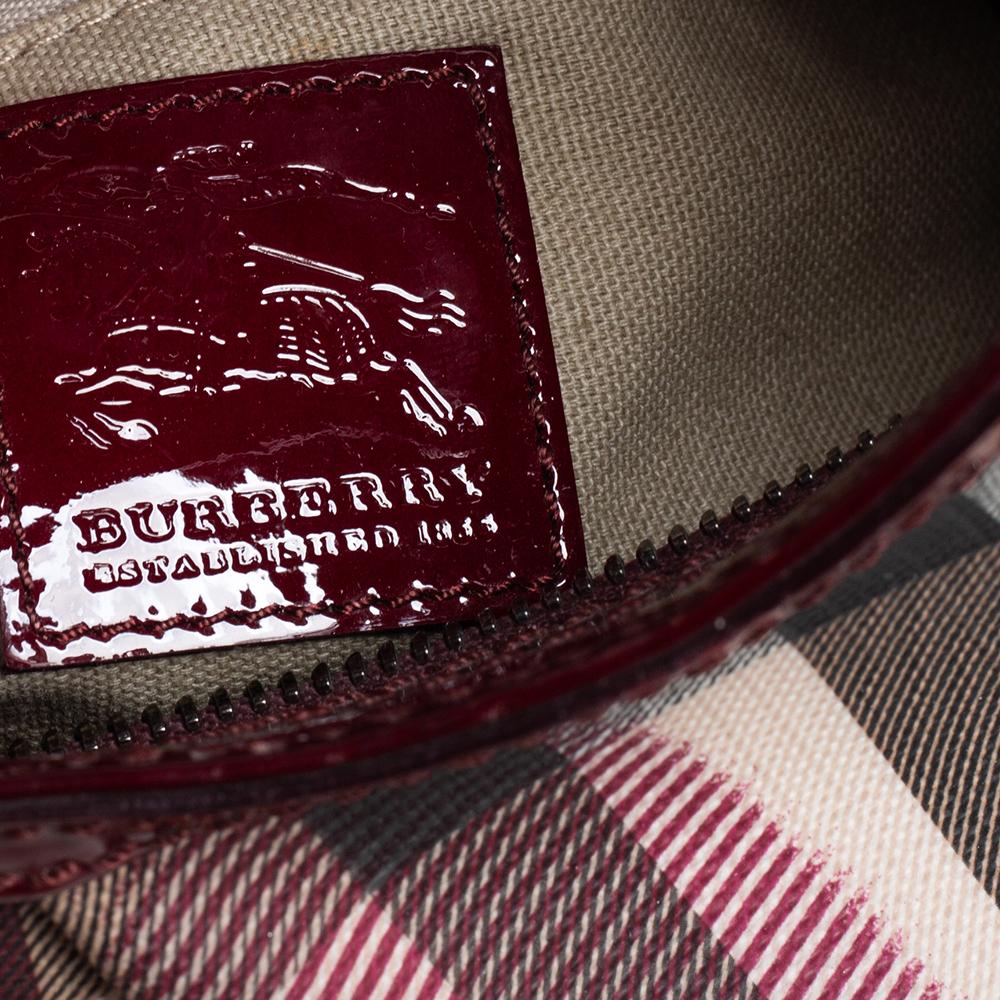 Burberry Beige/Burgundy Nova Check PVC und Lackleder Limited Edition Hobo 2