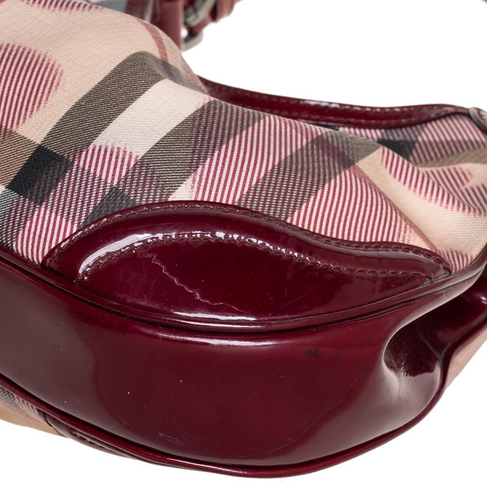 Burberry Beige/Burgundy Nova Check PVC und Lackleder Limited Edition Hobo 3