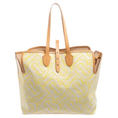 Used Burberry Beige Canvas and Leather TB Print Belt Tote