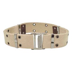 Burberry Beige Canvas Gürtel mit verstellbarer Taille und Ösen 90CM