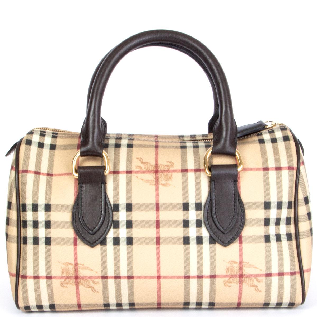 Beige Burberry Borsa in tela beige HAYMARKET CHECK BOWLING MEDIUM
