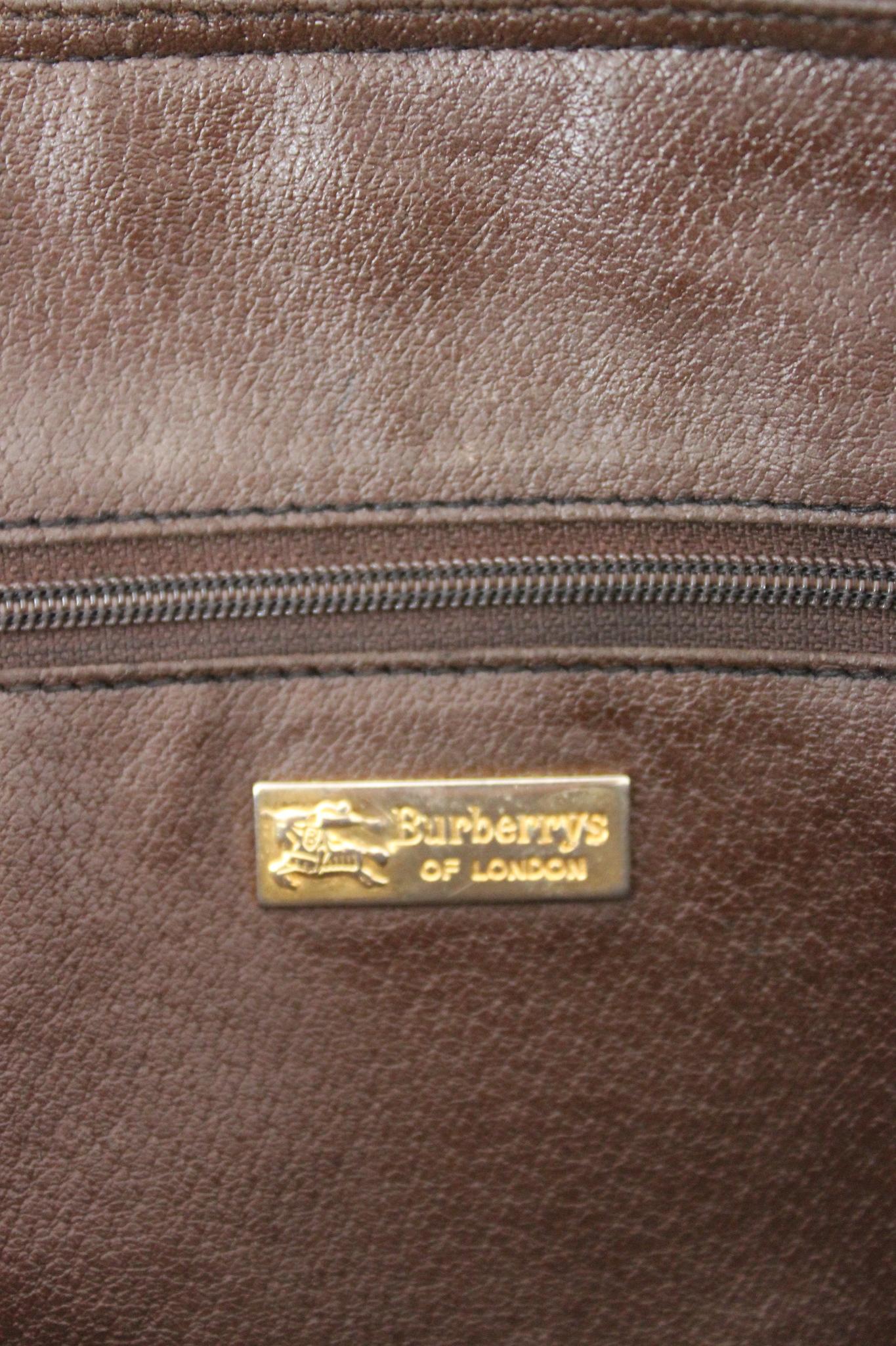 Burberry Beige Canvas Leather Nova Check Hand Bag Vintage 1990s 1
