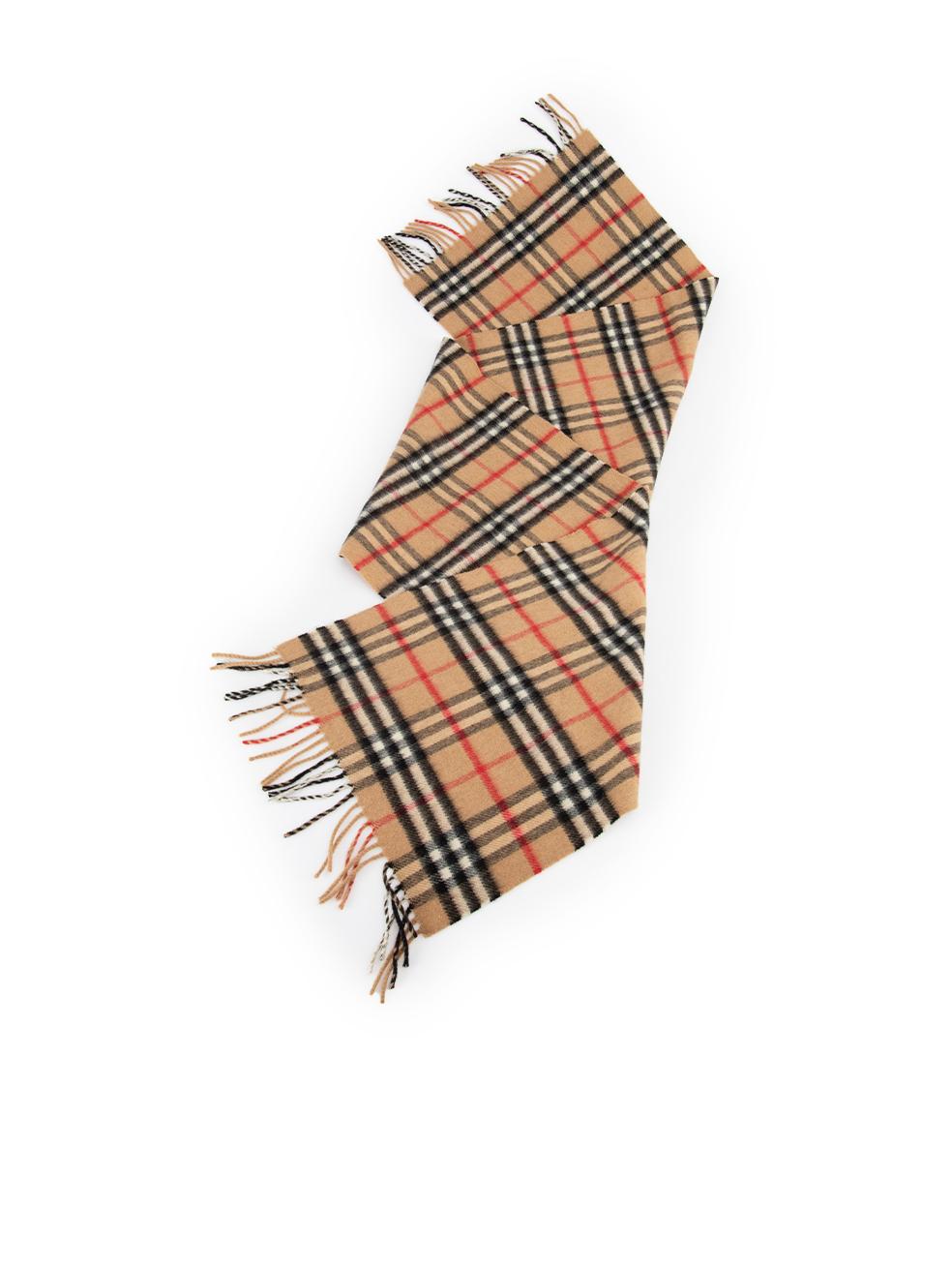 Burberry Beige Cashmere Nova Check Scarf In Excellent Condition In London, GB