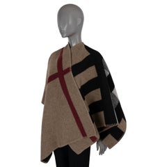 BURBERRY beige cashmere & wool 2019 MEGA CHECK Cape Jacket OS