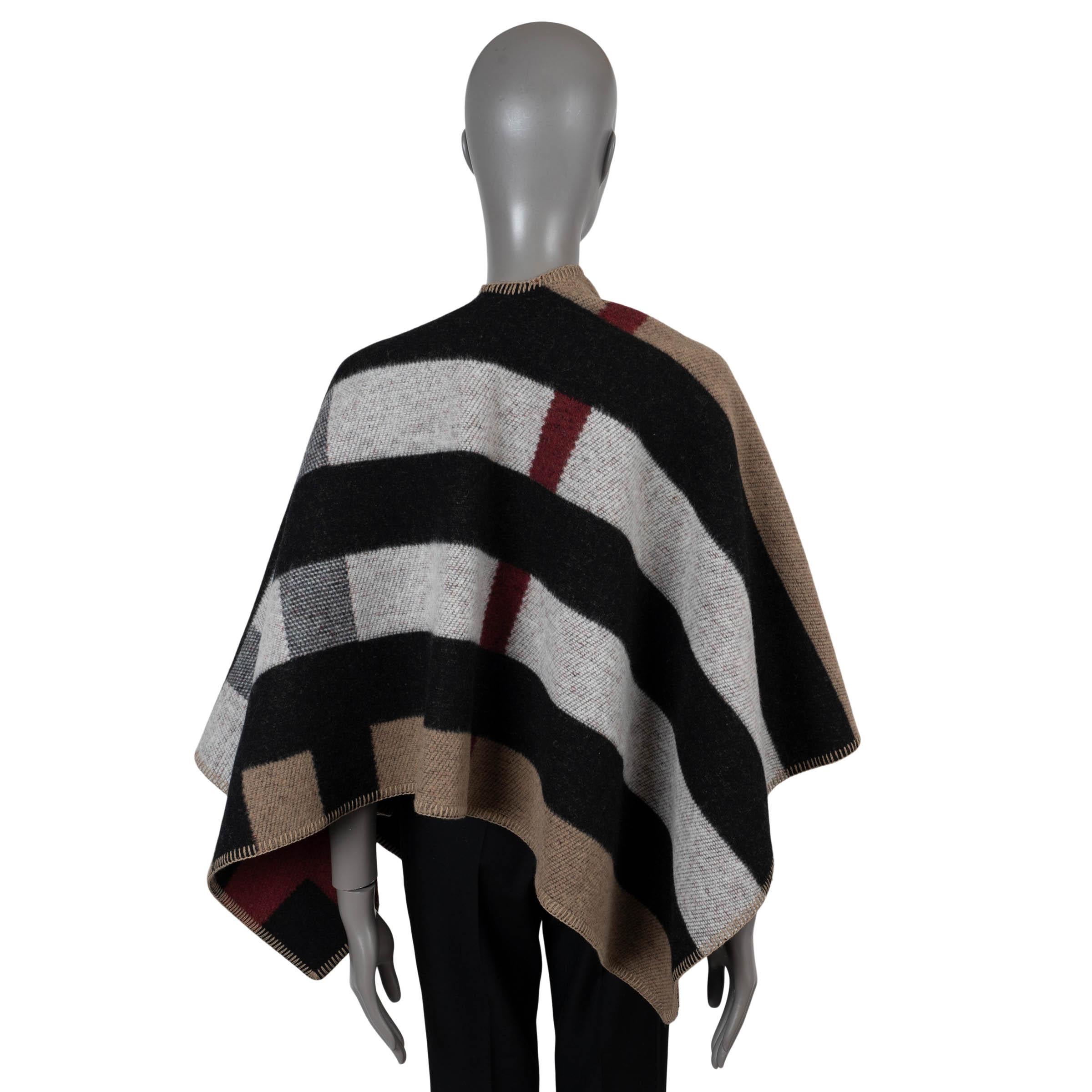 Noir Veste cape BURBERRY beige cashmere & laine 2019 MEGA CHECK en vente