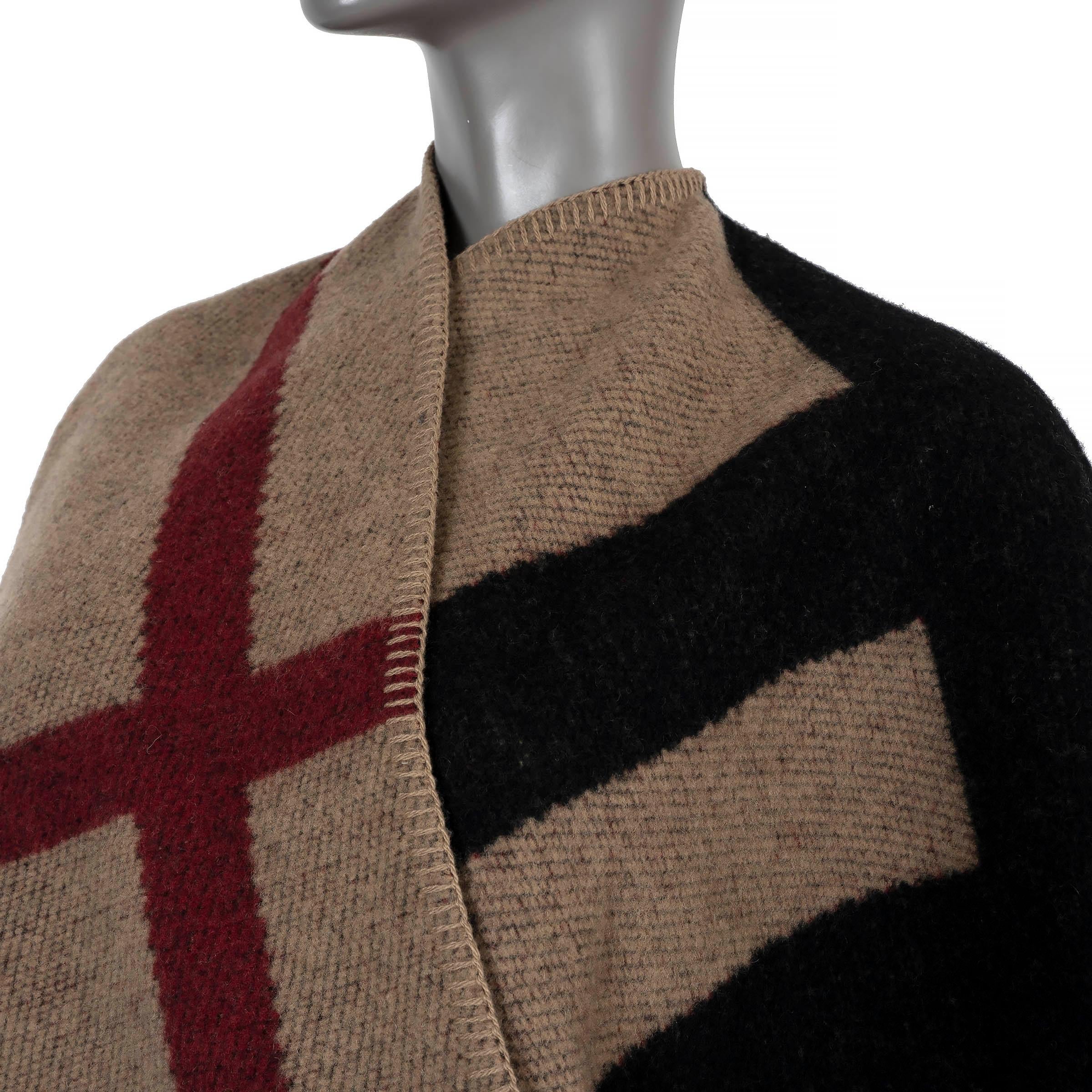 Veste cape BURBERRY beige cashmere & laine 2019 MEGA CHECK en vente 1