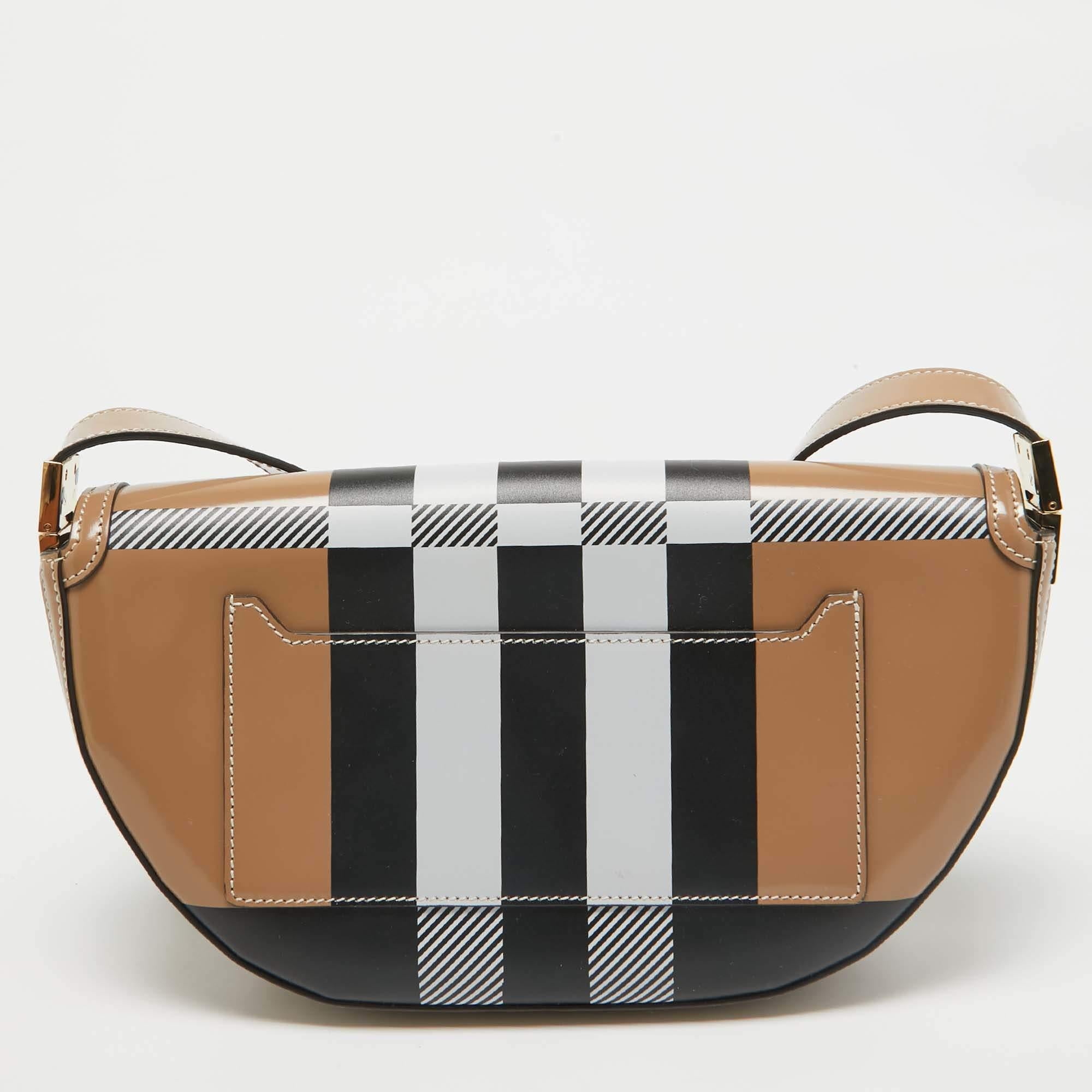 Women's Burberry Beige Check Patent and Leather Small Olympia Shoulder Bag For Sale