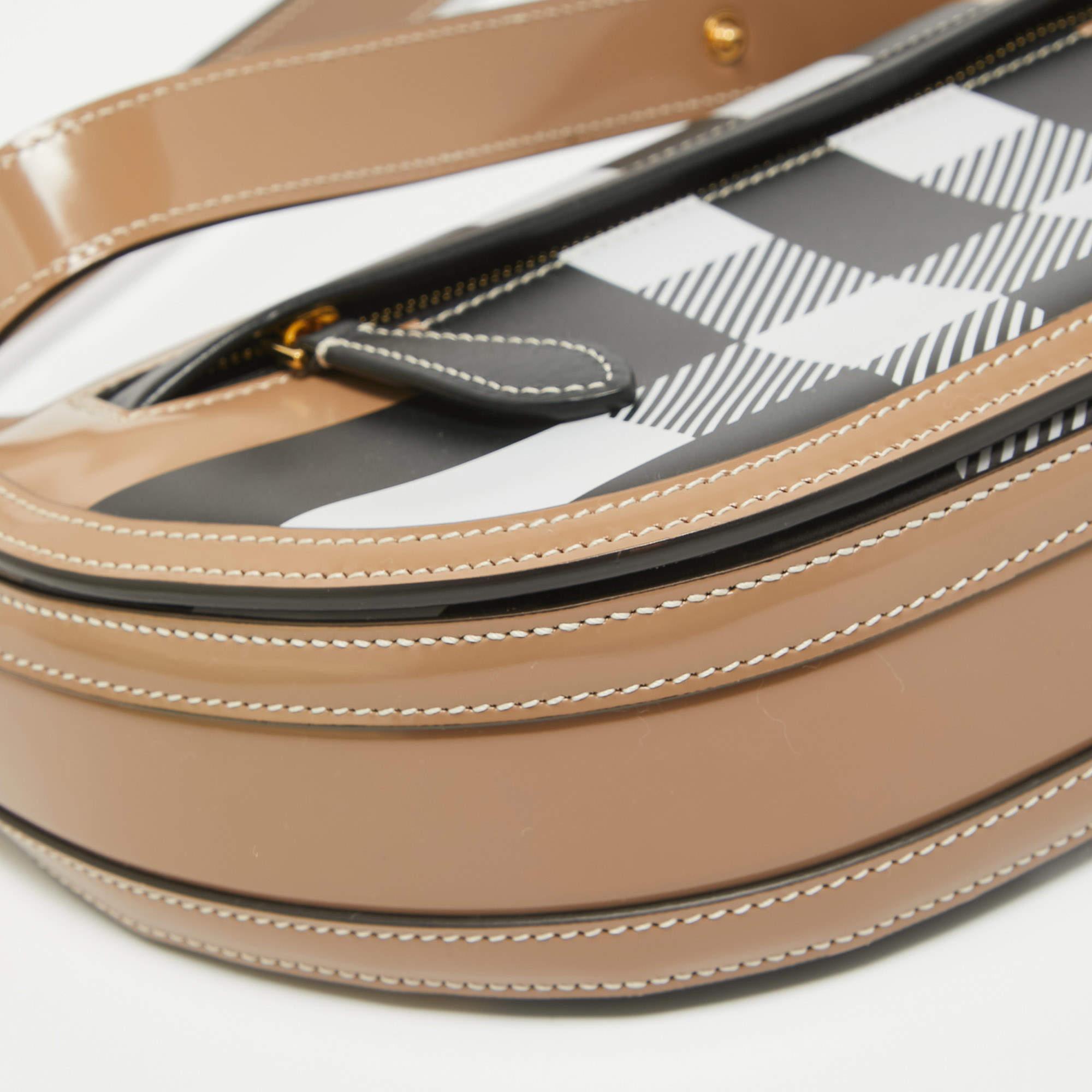 Burberry Beige Check Patent and Leather Small Olympia Shoulder Bag For Sale 5