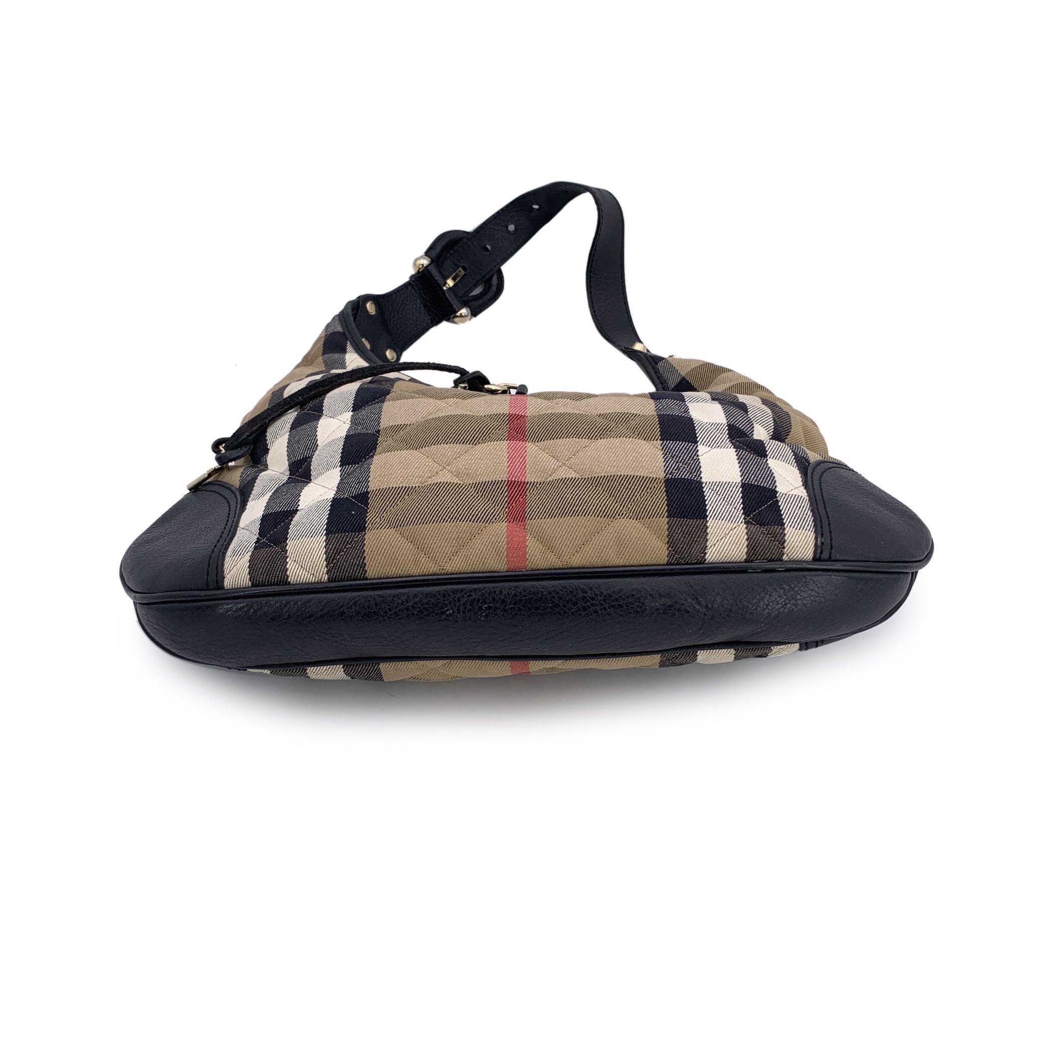 Burberry Beige Check Quilted Canvas Brook Hobo Shoulder Bag 2