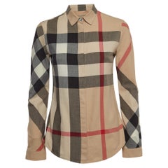 Burberry Beige Checked Cotton Button Front Shirt XS