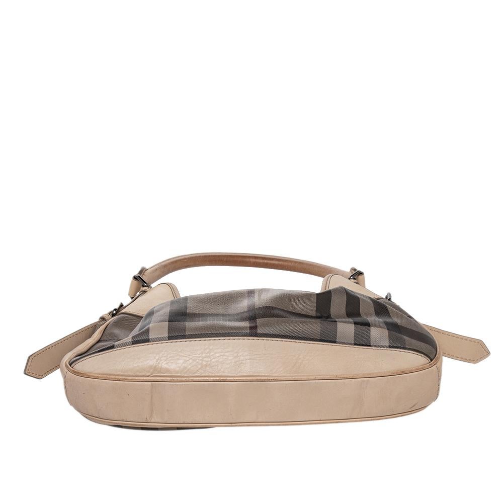 Burberry Beige Coated Canvas And Leather Small Brooklyn Hobo For Sale 1