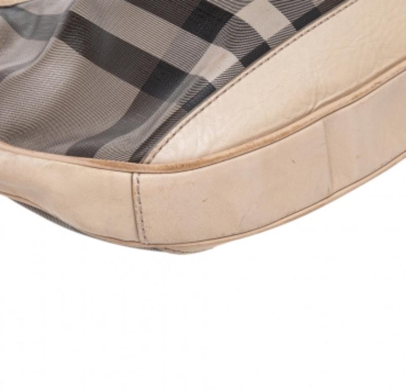 Petit hobo Brooklyn en toile et cuir beige Burberry 1