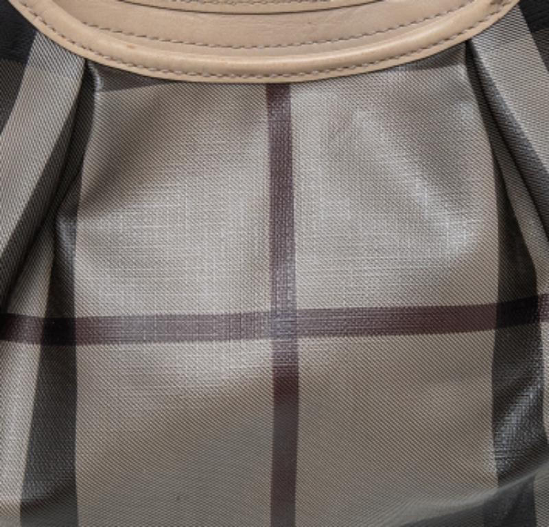 Petit hobo Brooklyn en toile et cuir beige Burberry 3