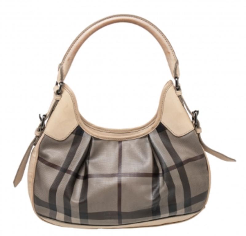 Petit hobo Brooklyn en toile et cuir beige Burberry 4