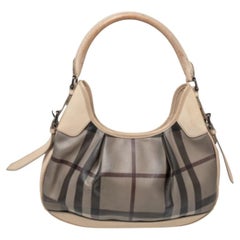 Petit hobo Brooklyn en toile et cuir beige Burberry