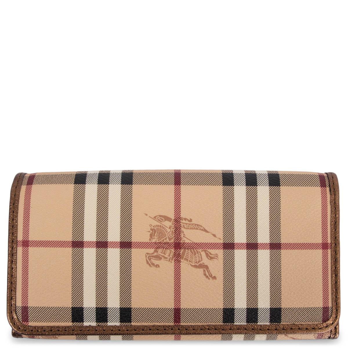 BURBERRY beige coated canvas CLASSIC CHECK Clutch Wallet For Sale