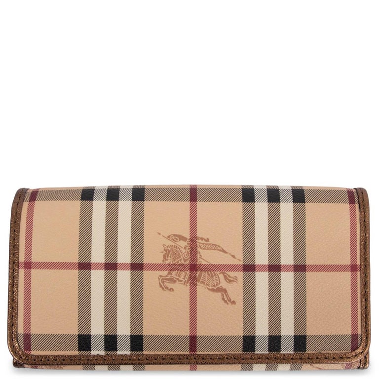 BURBERRY beige coated canvas CLASSIC CHECK Clutch Wallet For Sale at 1stDibs