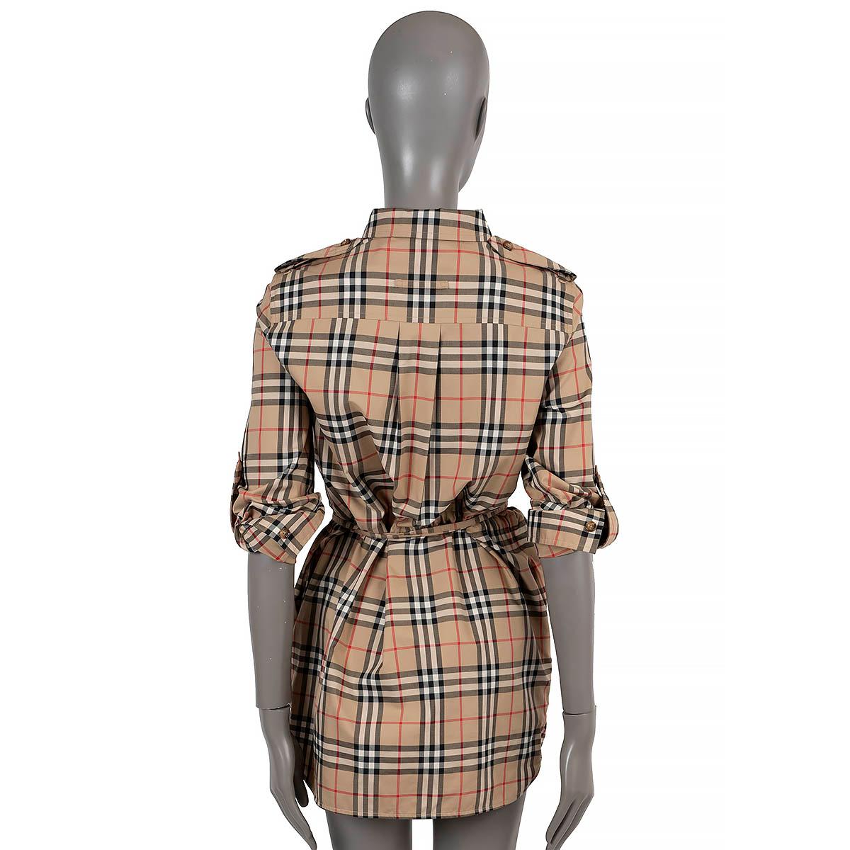 BURBERRY algodón beige AGNES VINTAGE CHECK POPLIN MINI CAMISETA Vestido 6 XS Beige en venta