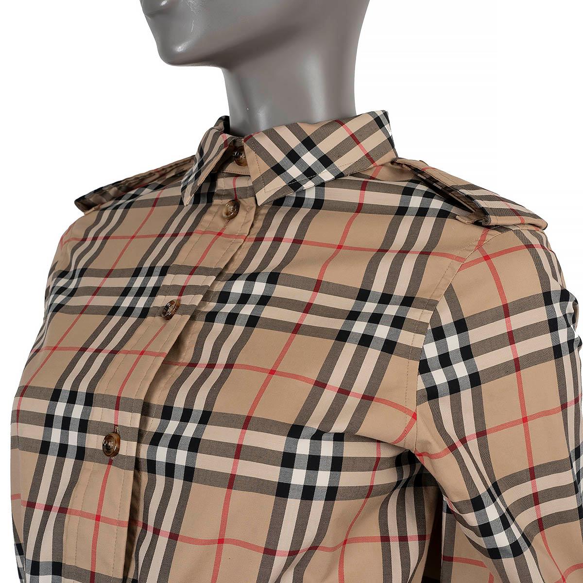 Robe courte BURBERRY beige coton AGNES VINTAGE CHECK POPLIN 6 XS en vente 2