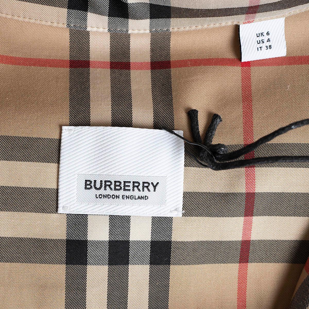 Robe courte BURBERRY beige coton AGNES VINTAGE CHECK POPLIN 6 XS en vente 3