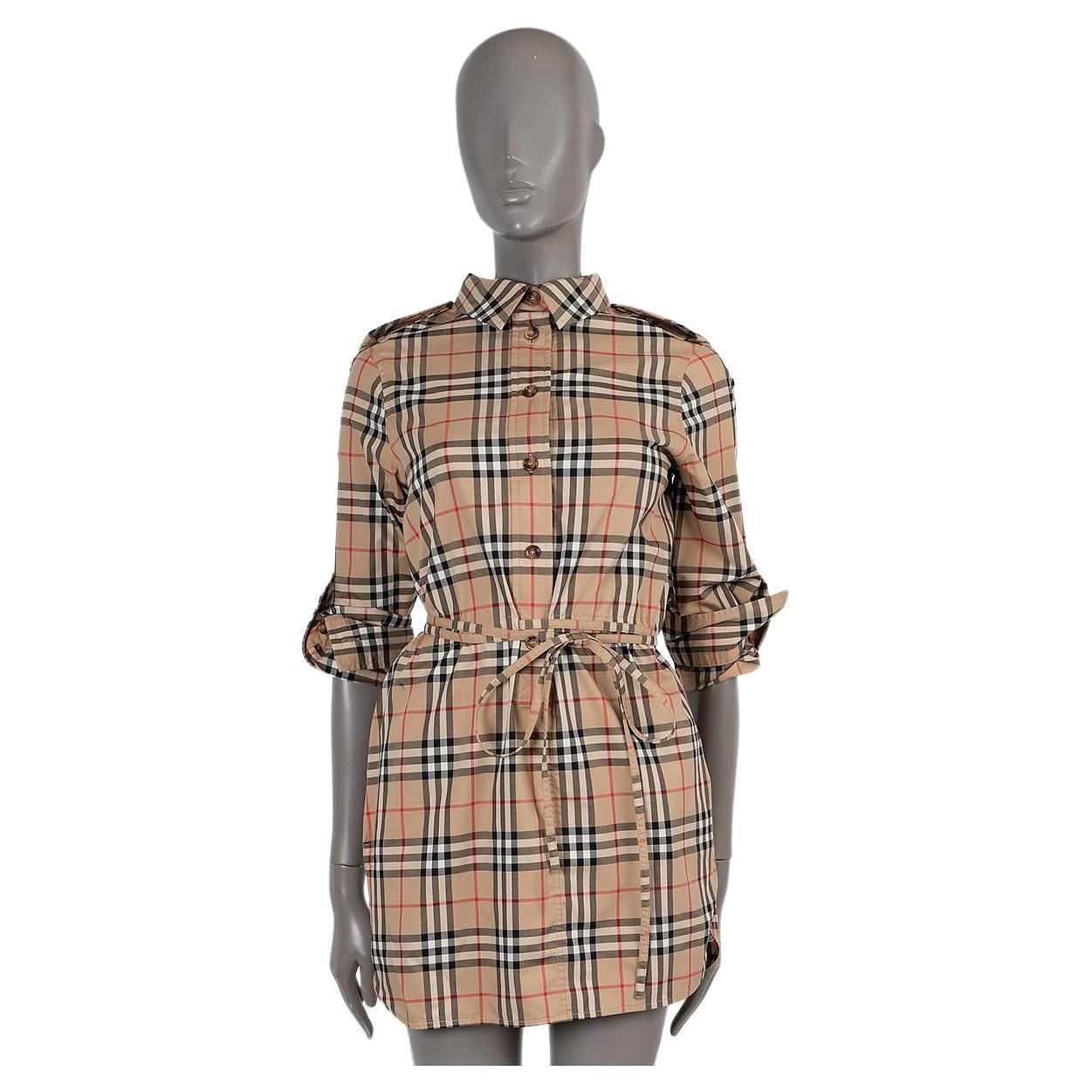 BURBERRY algodón beige AGNES VINTAGE CHECK POPLIN MINI CAMISETA Vestido 6 XS en venta