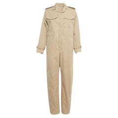 Burberry Beige Cotton Buttoned Long Sleeve Jumpsuit S