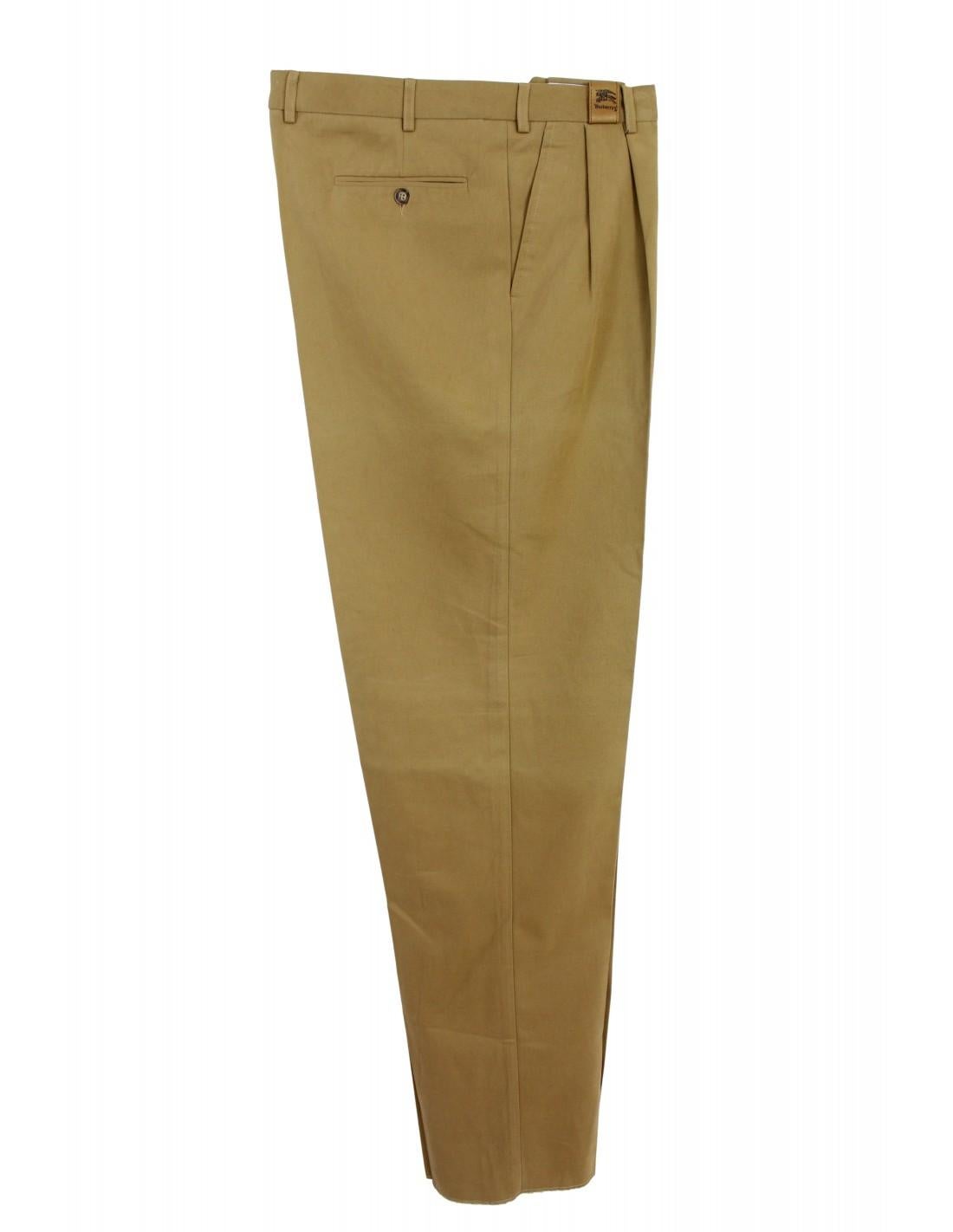 Burberry Beige Cotton Classic Pants In New Condition In Brindisi, Bt