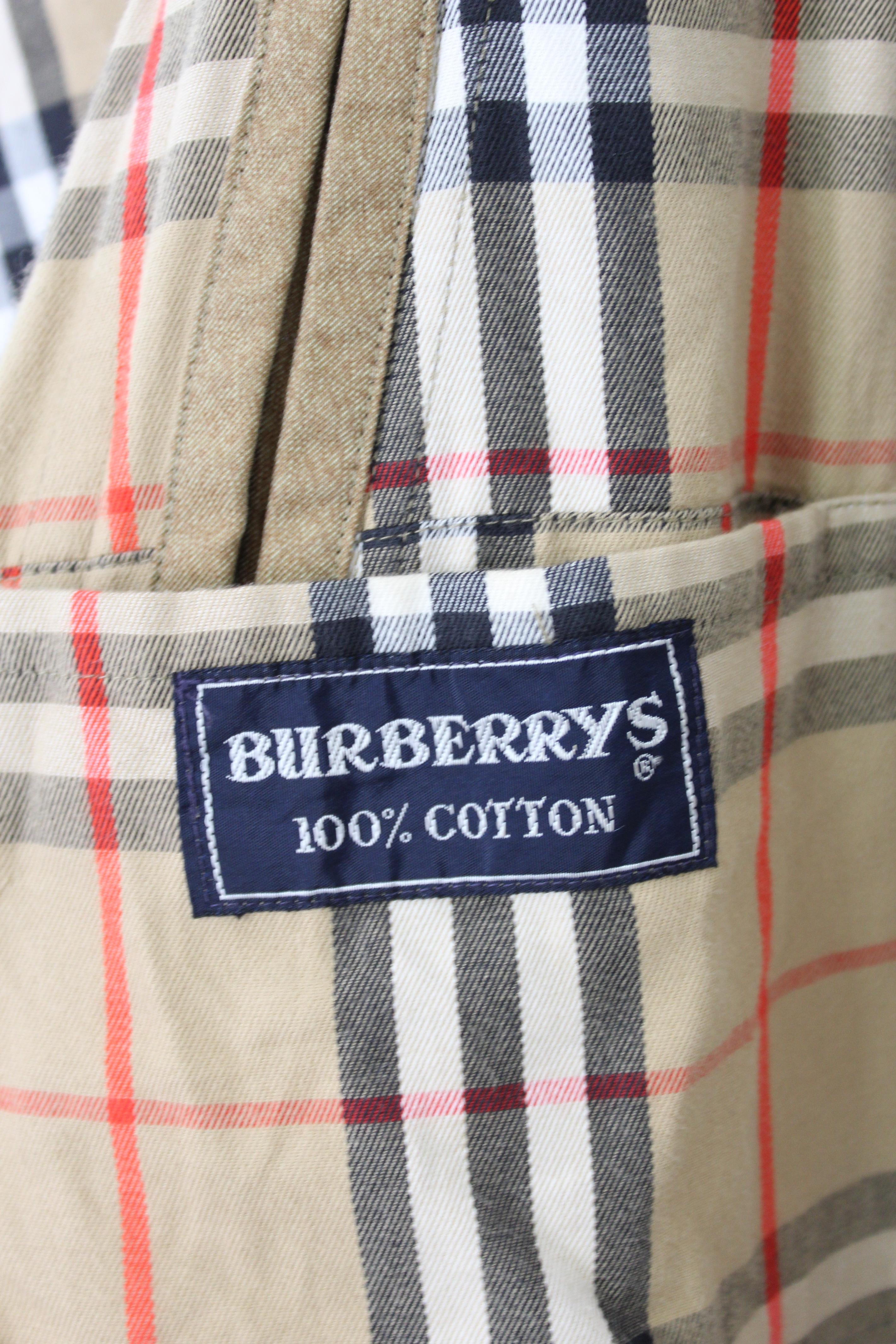 Burberry Beige Cotton Double Breasted Trench Coat 1980s 6