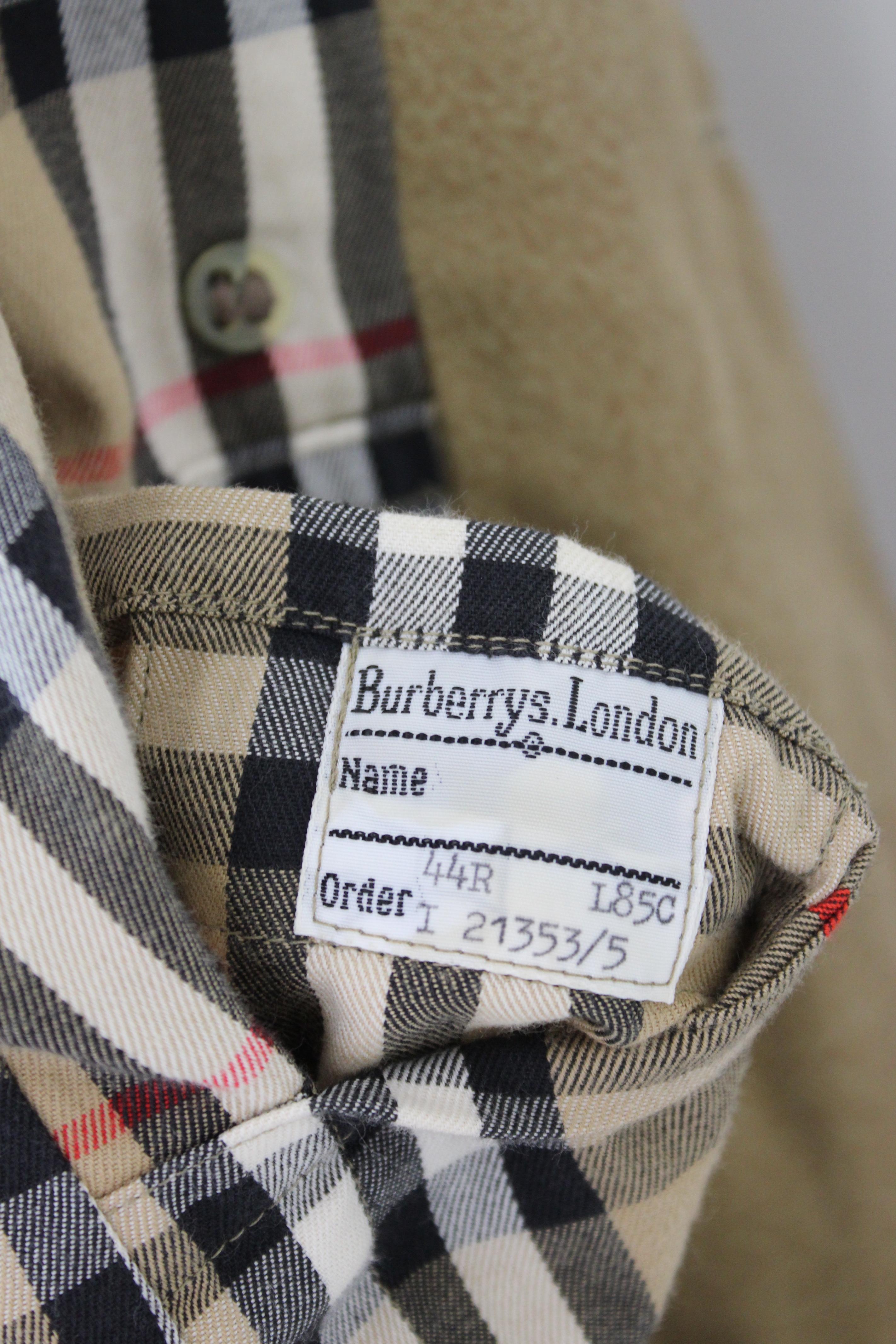 Burberry Beige Cotton Double Breasted Trench Coat 1980s 8