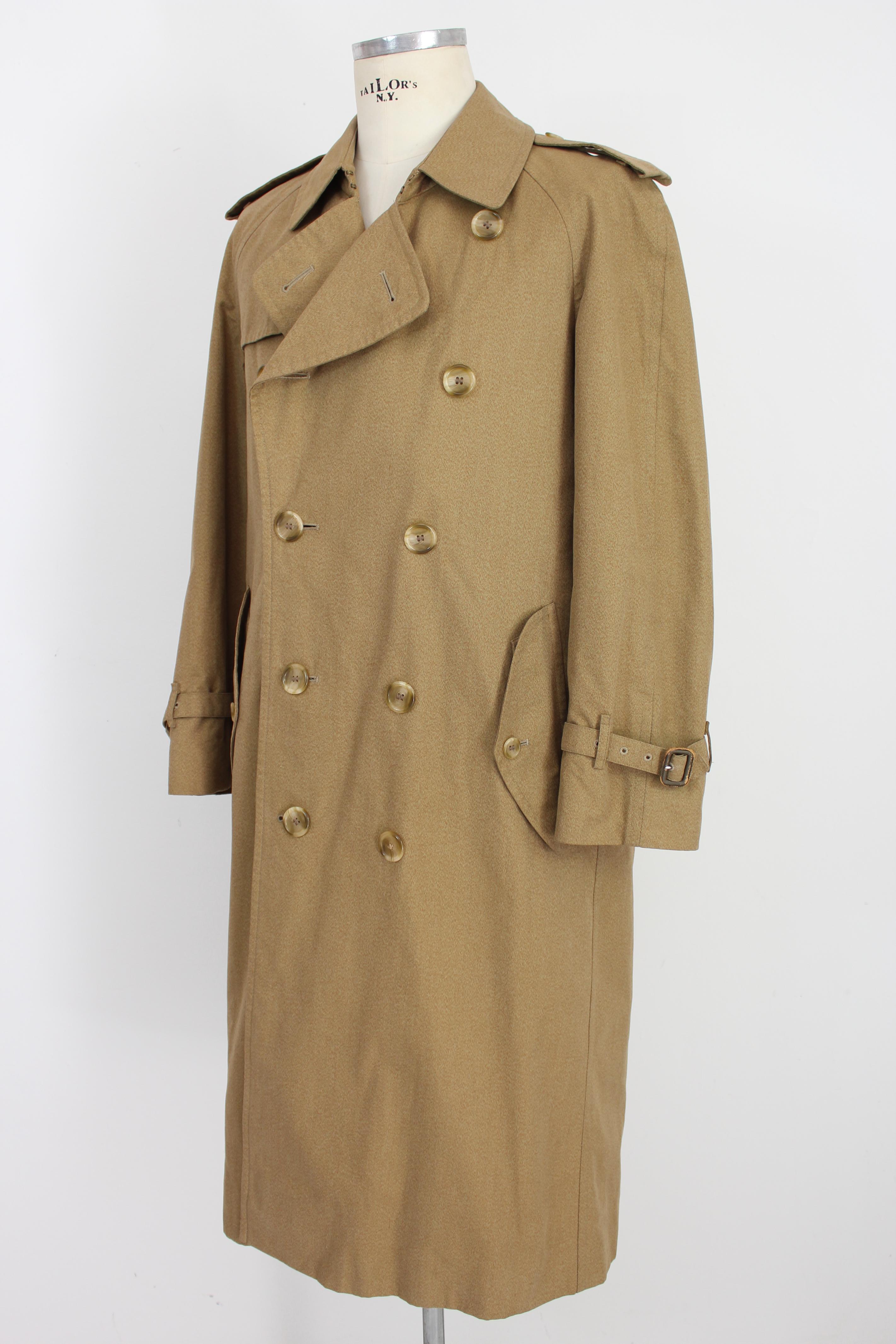 Men's Burberry Beige Cotton Double Breasted Trench Coat 1980s