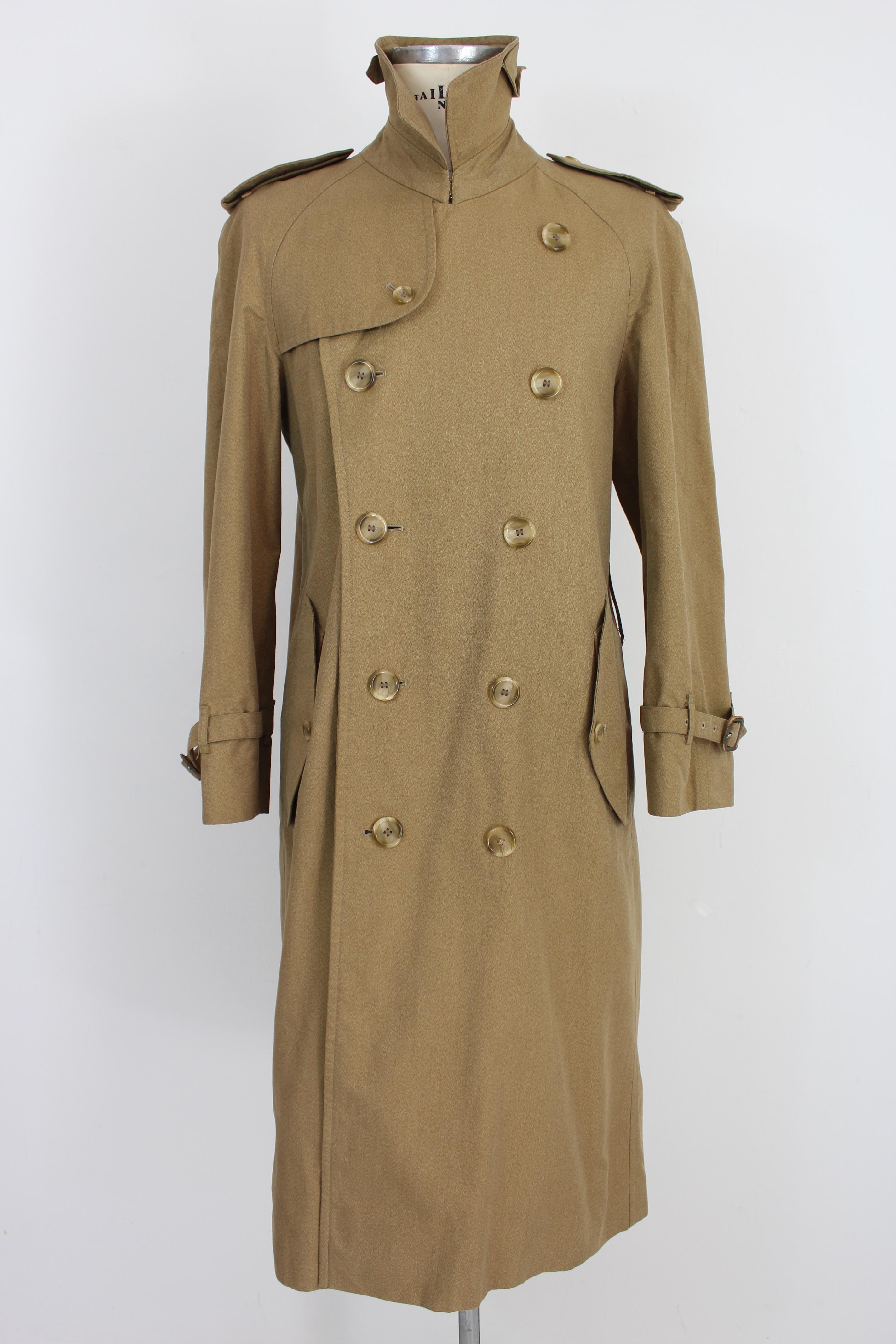 Burberry Beige Cotton Double Breasted Trench Coat 1980s 1