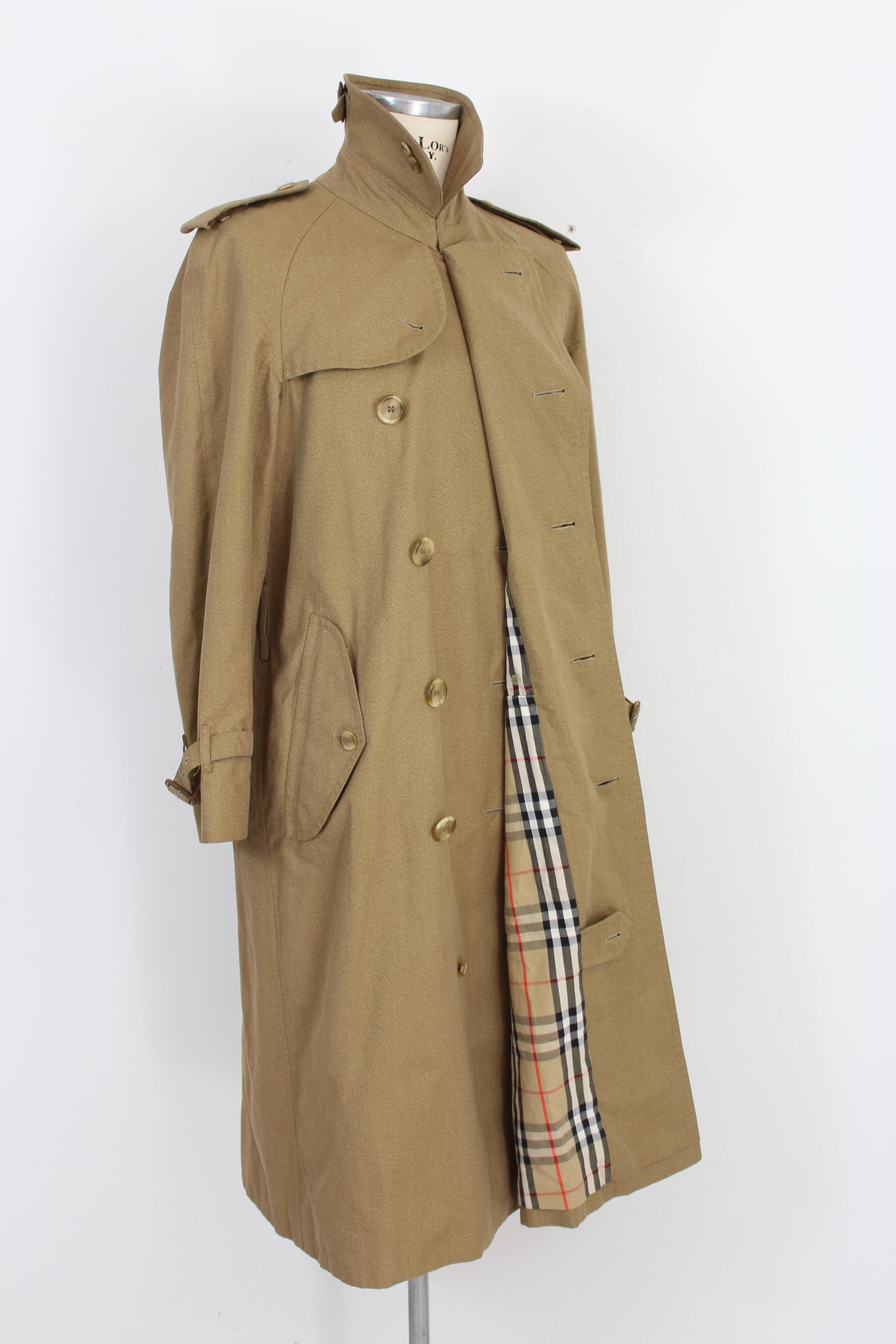 Burberry Beige Cotton Double Breasted Trench Coat 1980s 3