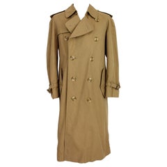 Used Burberry Beige Cotton Double Breasted Trench Coat 1980s