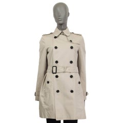 BURBERRY beige cotton KENSINGTON DOUBLE BREASTED TRENCH Coat Jacket 8 S