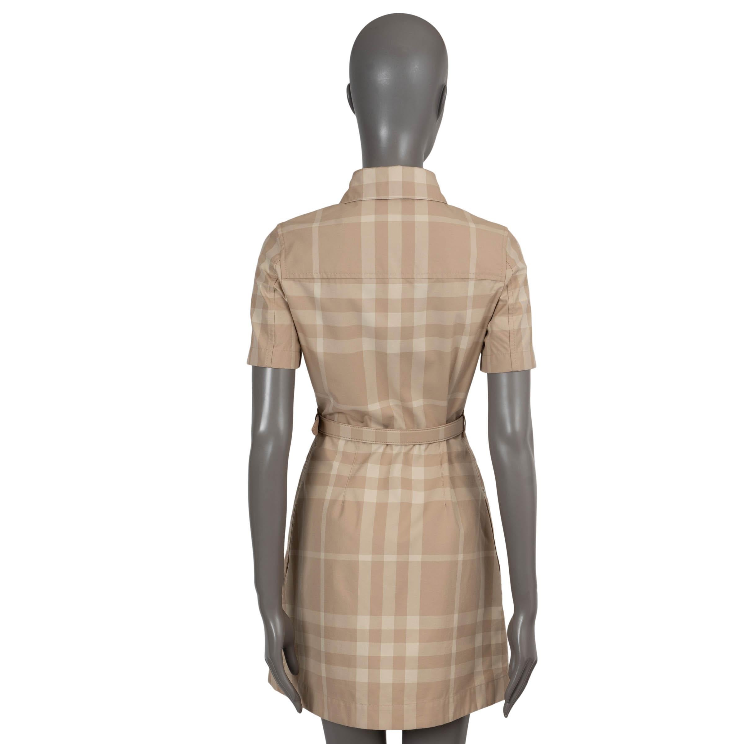 Beige BURBERRY beige cotton LAURINHA CHECK POPLIN MINI SHIRT Dress 40 S For Sale
