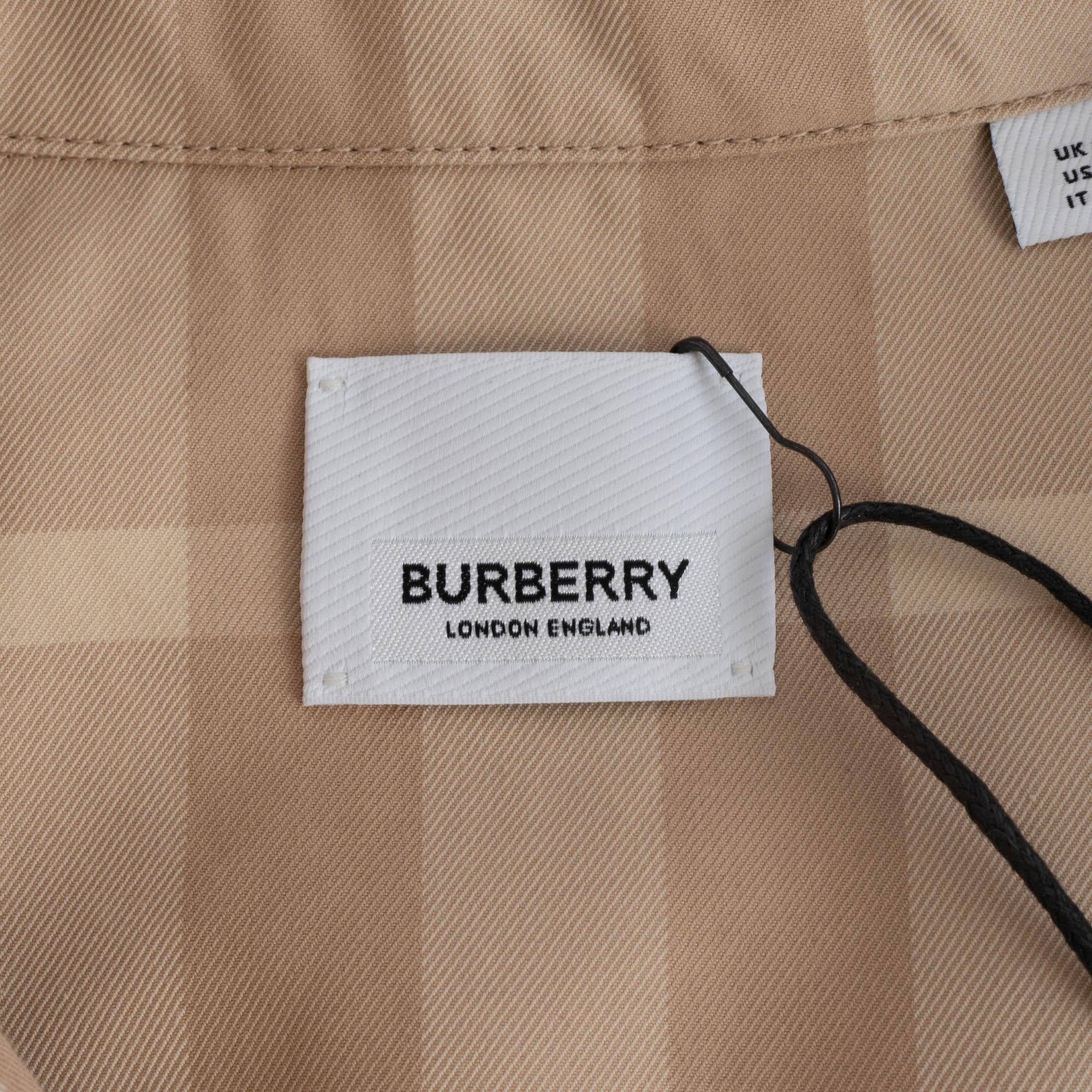 BURBERRY beige cotton LAURINHA CHECK POPLIN MINI SHIRT Dress 40 S For Sale 2