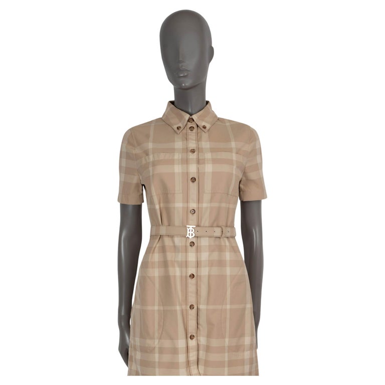 beige tartan dress Burberry | Sand beige Check Cotton midi Shirt Dress | Women main image 1