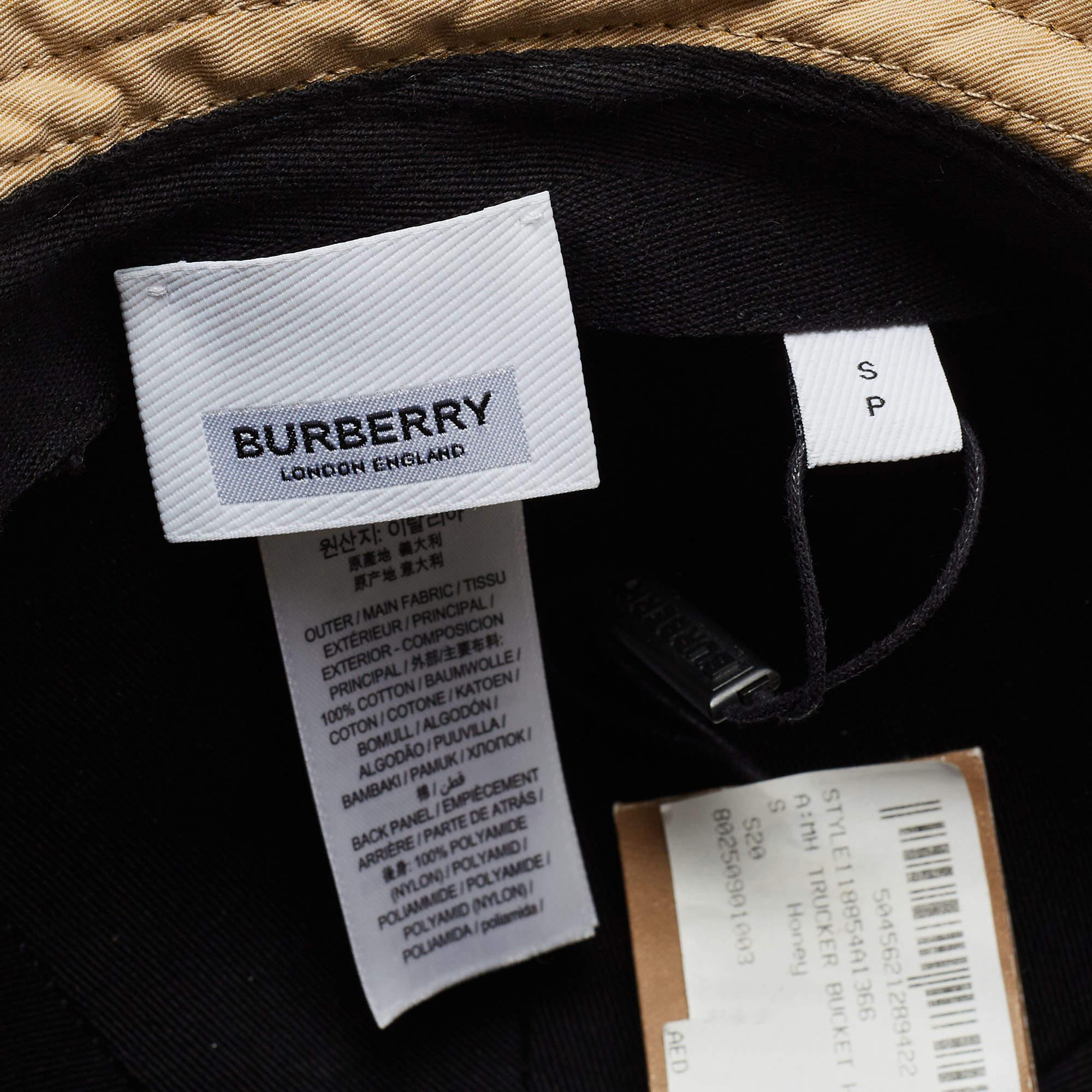 Burberry Beige Cotton & Mesh Trucker Bucket Hat S Pour femmes en vente