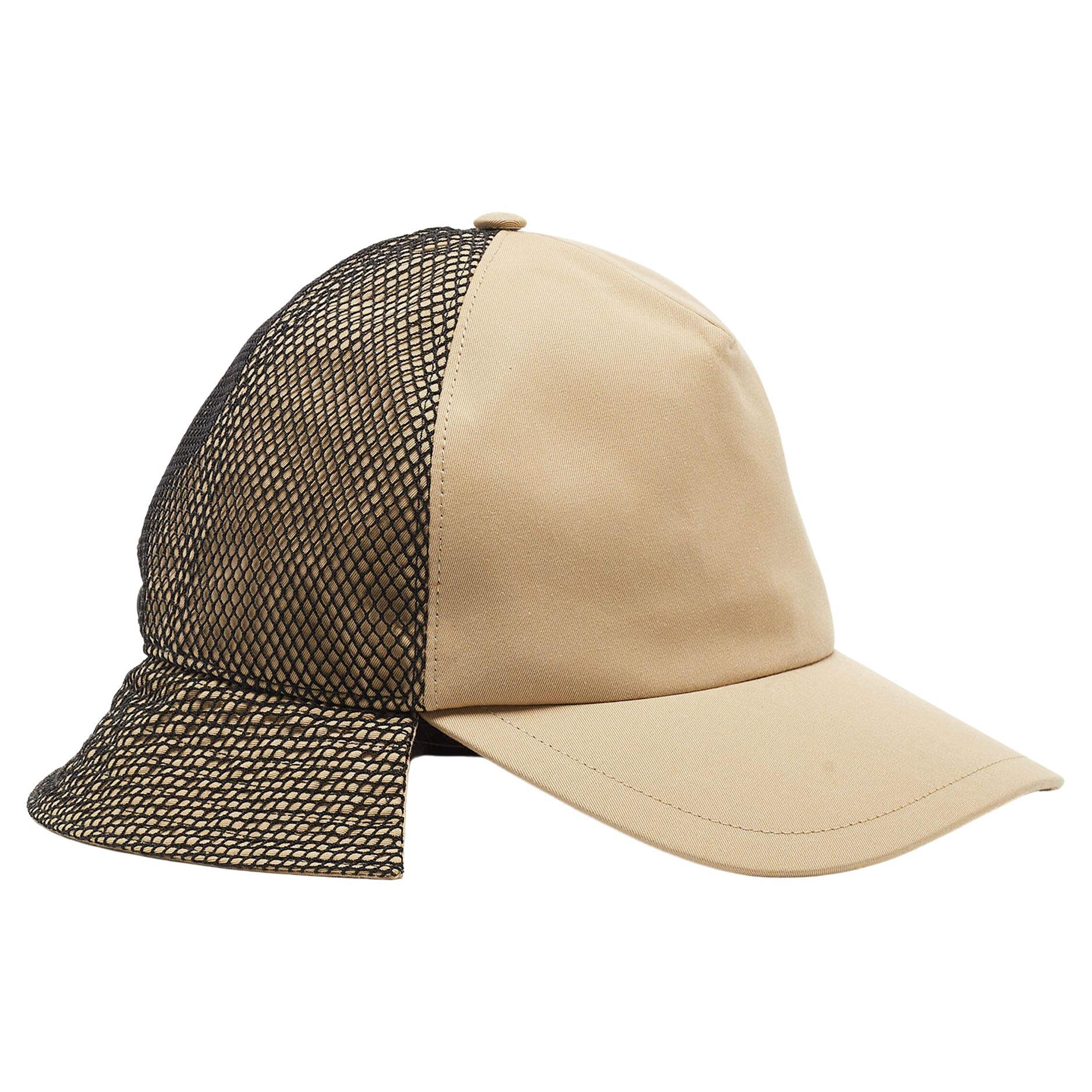 Burberry Beige Cotton & Mesh Trucker Bucket Hat S en vente