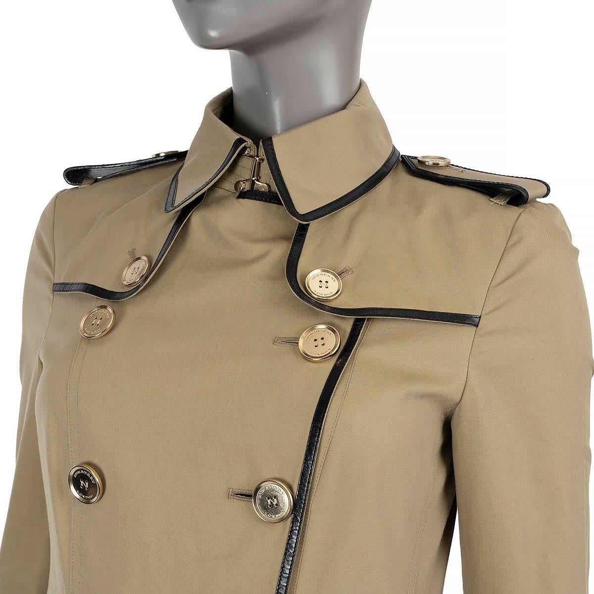 BURBERRY beige cotton PATENT TRIM Trench Coat Jacket 4 XXS For Sale 1