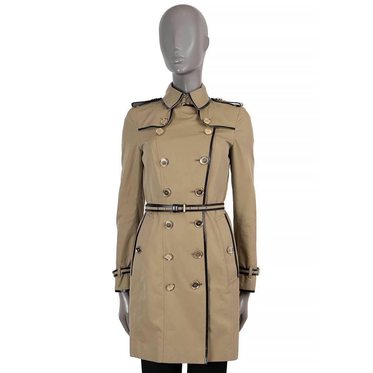 BURBERRY beige cotton PATENT TRIM Trench Coat Jacket 4 XXS For Sale