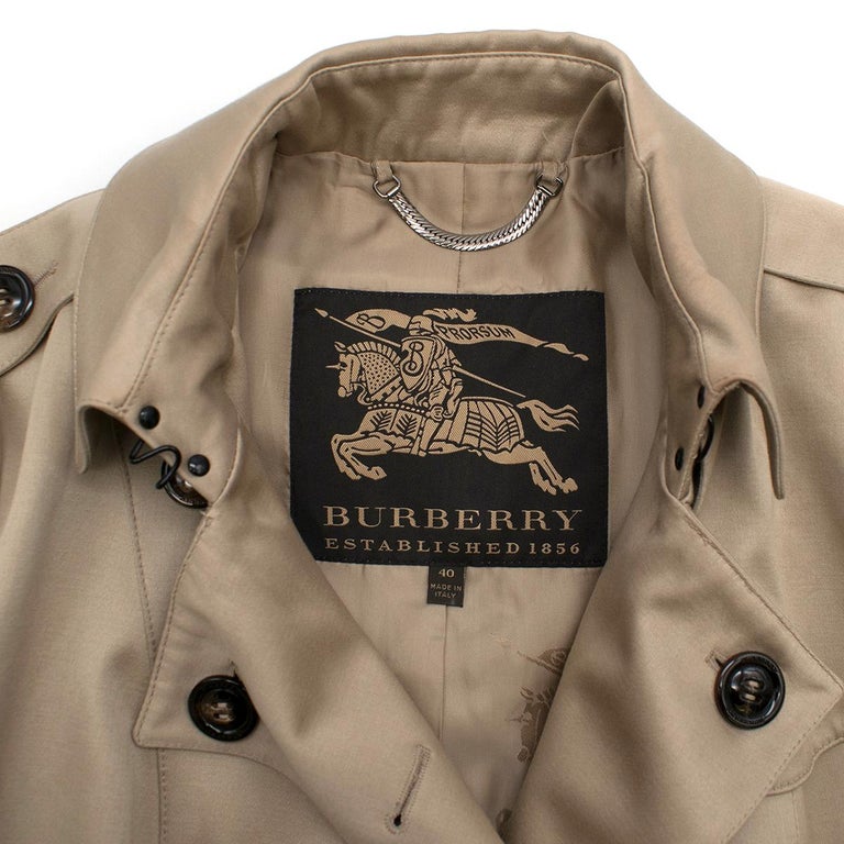 Burberry Beige Cotton Sateen Trench Coat IT 40 at 1stDibs