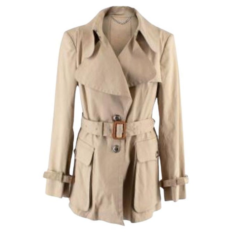 Beige Cotton Short Trench Coat Sale at 1stDibs