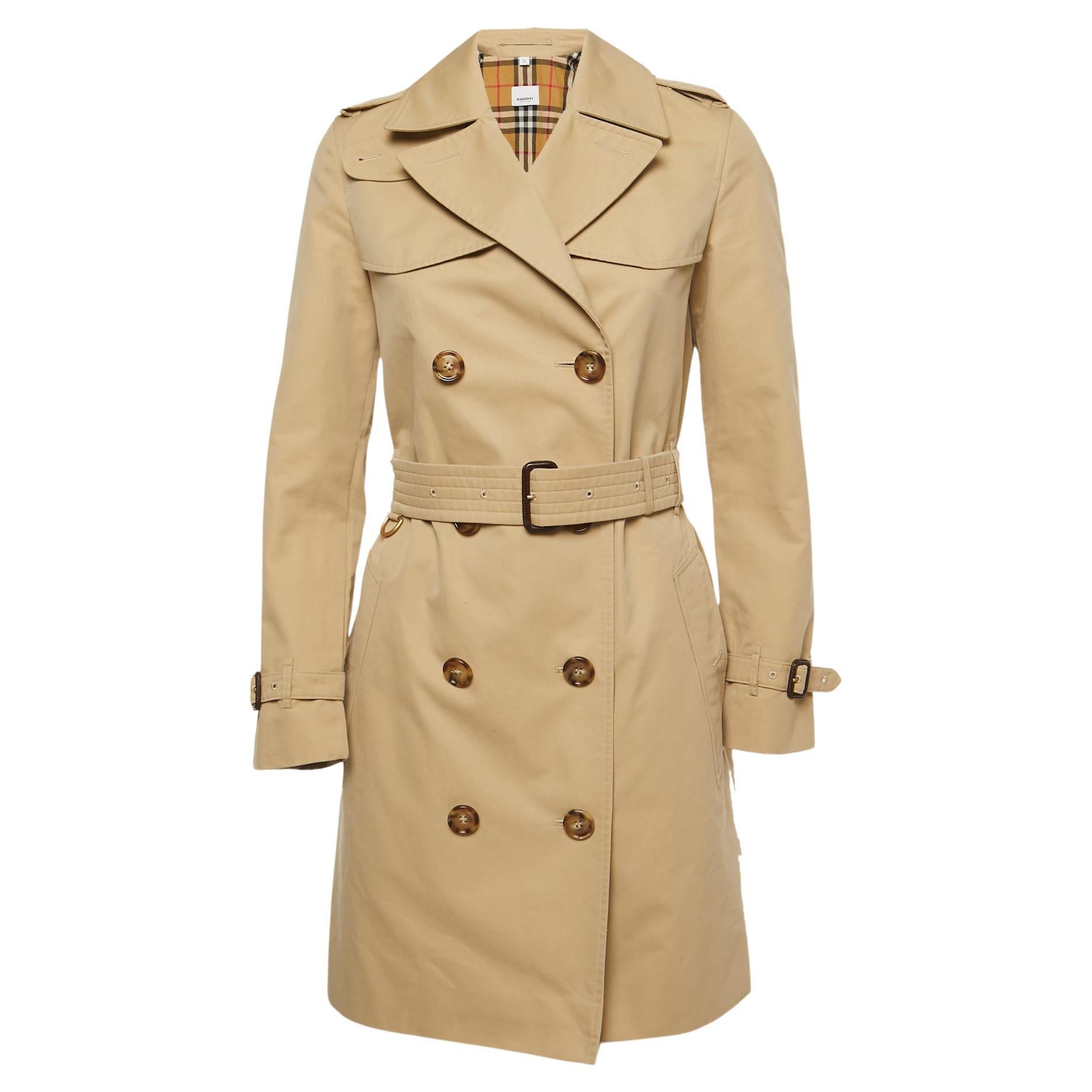 Burberry Beige Cotton The Short Islington Trench Coat S