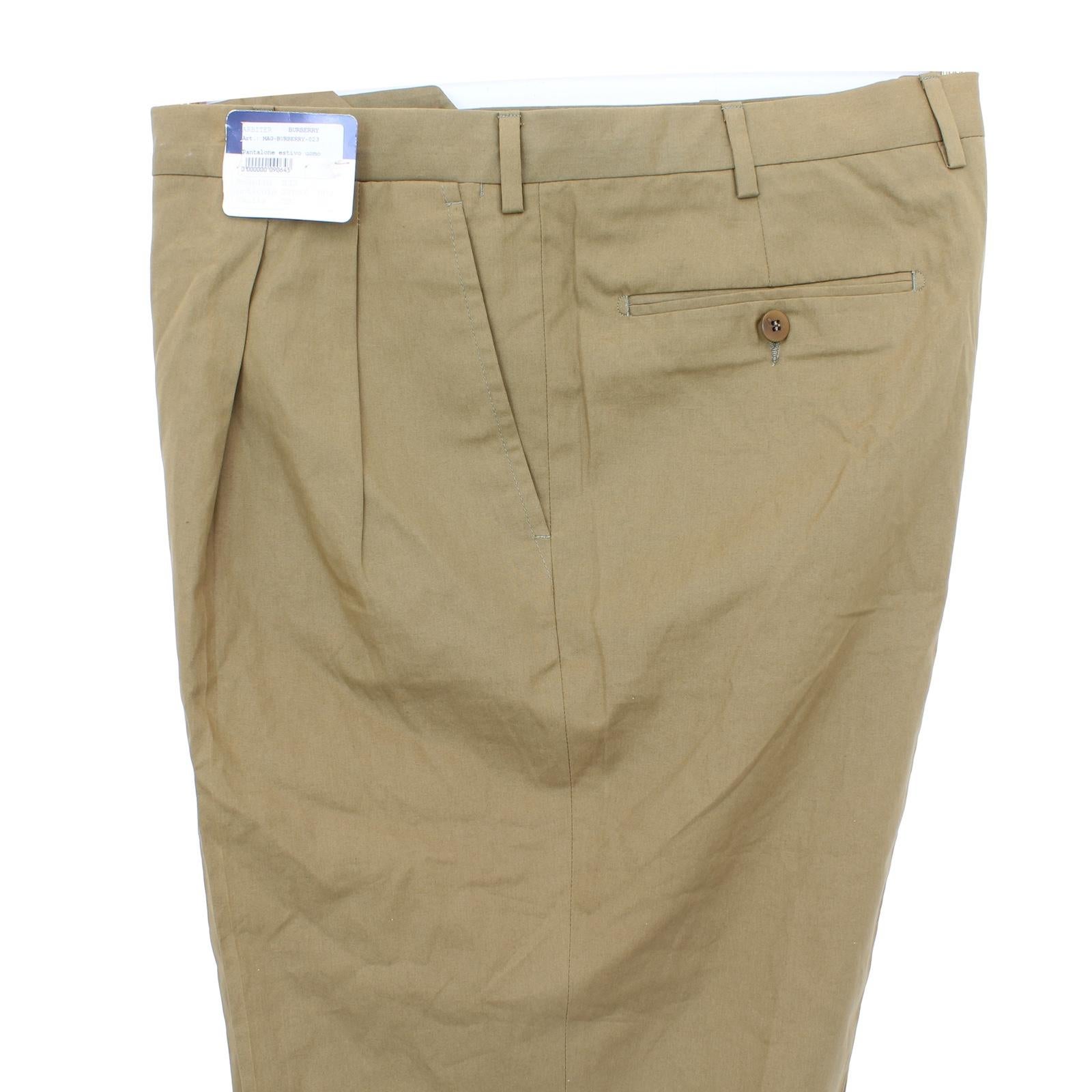 Pantalon en coton beige Burberry 1990 Neuf - En vente à Brindisi, Bt